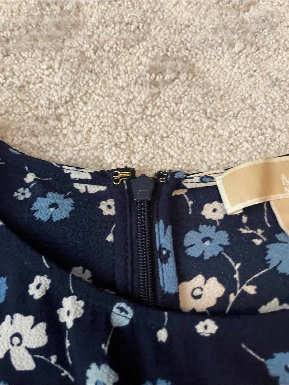 Michael Kors Navy Floral Flutter-Sleeve Dress